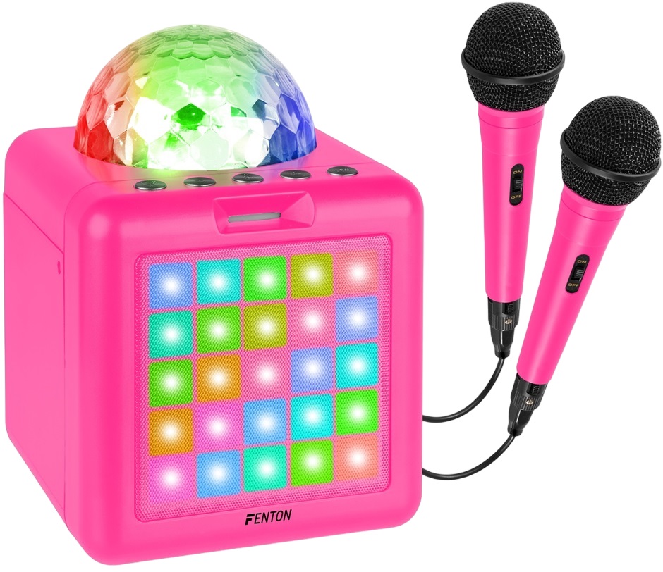Coluna Karaoke Bluetooth c/ Luzes LED e 2 Microfones (KAR15P) - FENTON