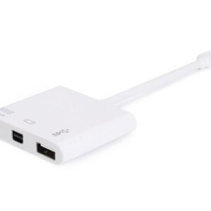 Conversor USB Type C Macho -Mini DisPlayPort Femea/USB A Femea/ USB Type C Femea - EQUIP