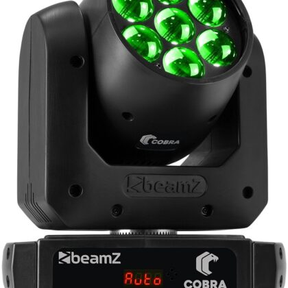 Moving Head LED Wash RGBW Cobra 720 7x20W DMX c/ Zoom (Preto) - beamZ