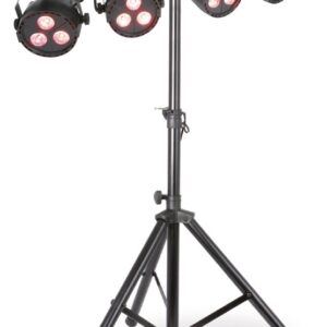 Barra LEDs Portátil c/ 4 Projectores LED 3x 4-EM-1 RGBW + Tripé - MAX