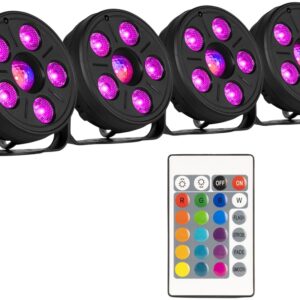 Pack 4x Projector 3-EM-1 LED PAR Comet M06 Party 6x LED?s RGB c/ Comando - FUZZIX