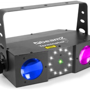 Projector Efeitos Disco (3-EM-1) c/ Duplo MoonFlower, Laser RG e Strobe DMX (TERMINATOR IV) - beamZ
