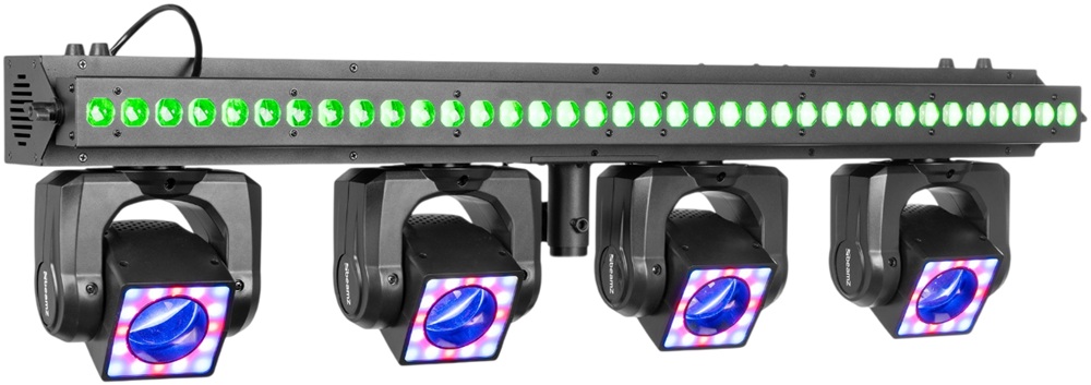 Barra Profissional 36 LEDs c/ 4 Moving Head´s 4 LEDs 40W UV (SHOWBAR GO VIBE) - beamZ