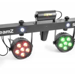 Barra Port?til 4 EM 1 c/ 2 Focos PAR, 2 Projectores Efeitos Butterfly, Laser e Strobe DMX - beamZ