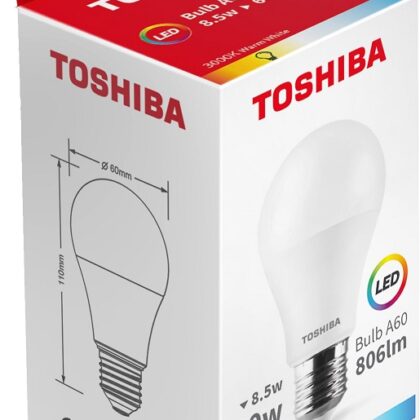Lâmpada LED A60 E27 8,5 W 3000K - TOSHIBA