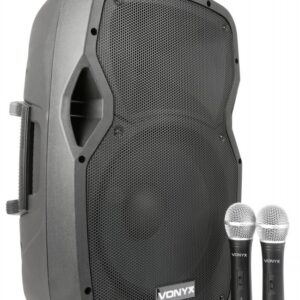 Coluna Amp. Port?til 12 600W MP3/USB/SD/BLUETOOTH c/ 2x Microfone s/ Fios (AP1200PA) - VONYX