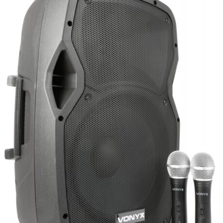 Coluna Amp. Port?til 12 600W MP3/USB/SD/BLUETOOTH c/ 2x Microfone s/ Fios (AP1200PA) - VONYX