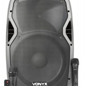 Coluna Amp. Portátil 15 800W MP3/USB/SD/BLUETOOTH c/ 3x Microfones UHF (AP1500PA) - VONYX