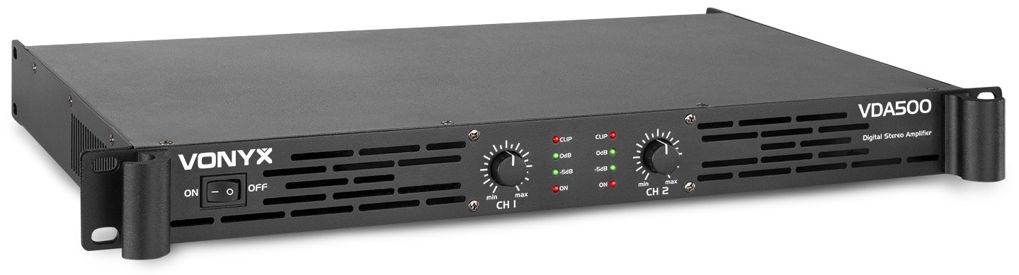 Amplificador PA Digital 1U 2x 250W (VDA500) - VONYX