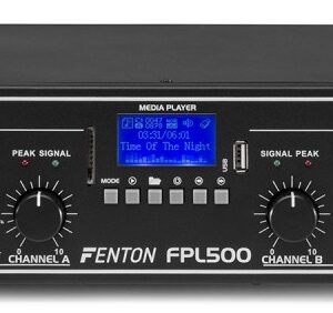 Amplificador PA Digital 2x 250W 19 MP3/USB/SD/BLUETOOTH + EQ (FPL500) LEDs Azuis - FENTON