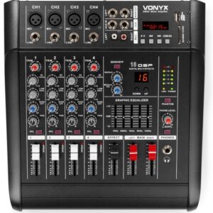 Mesa de Mistura Amplificada 2x 500W 5 Canais c/ DSP/BT/SD/USB/MP3 (AM5A) - VONYX