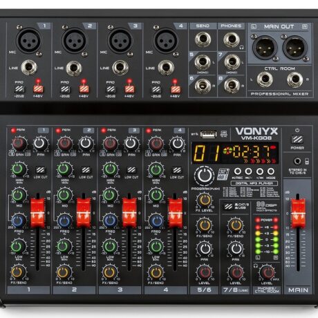 Mesa de Mistura 8 Canais c/ USB/BT/DSP (VM-KG08) - VONYX