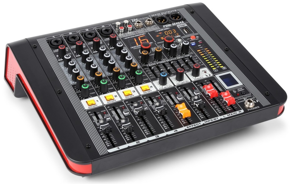 Mesa de Mistura Amplificada 4 Canais 400W c/ USB/MP3/BLUETOOTH (PDM-M404A) - Power Dynamics