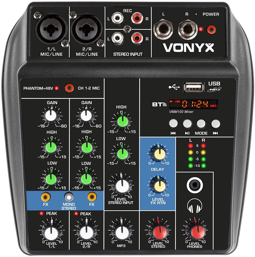 Mesa de Mistura 2 Canais com USB/BT (VMM100) - VONYX