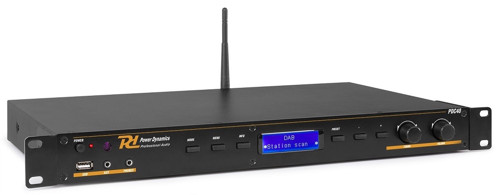 Leitor USB/AUX MP3 19 1U c/ Bluetooth e Sintonizadores FM/DAB+ (PDC40) - Power Dynamics