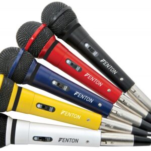 Pack 5 Microfones Din?micos Coloridos c/ Cabos - FENTON