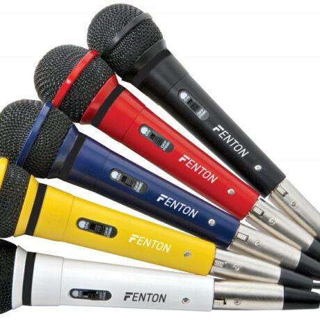 Pack 5 Microfones Dinâmicos Coloridos c/ Cabos - FENTON