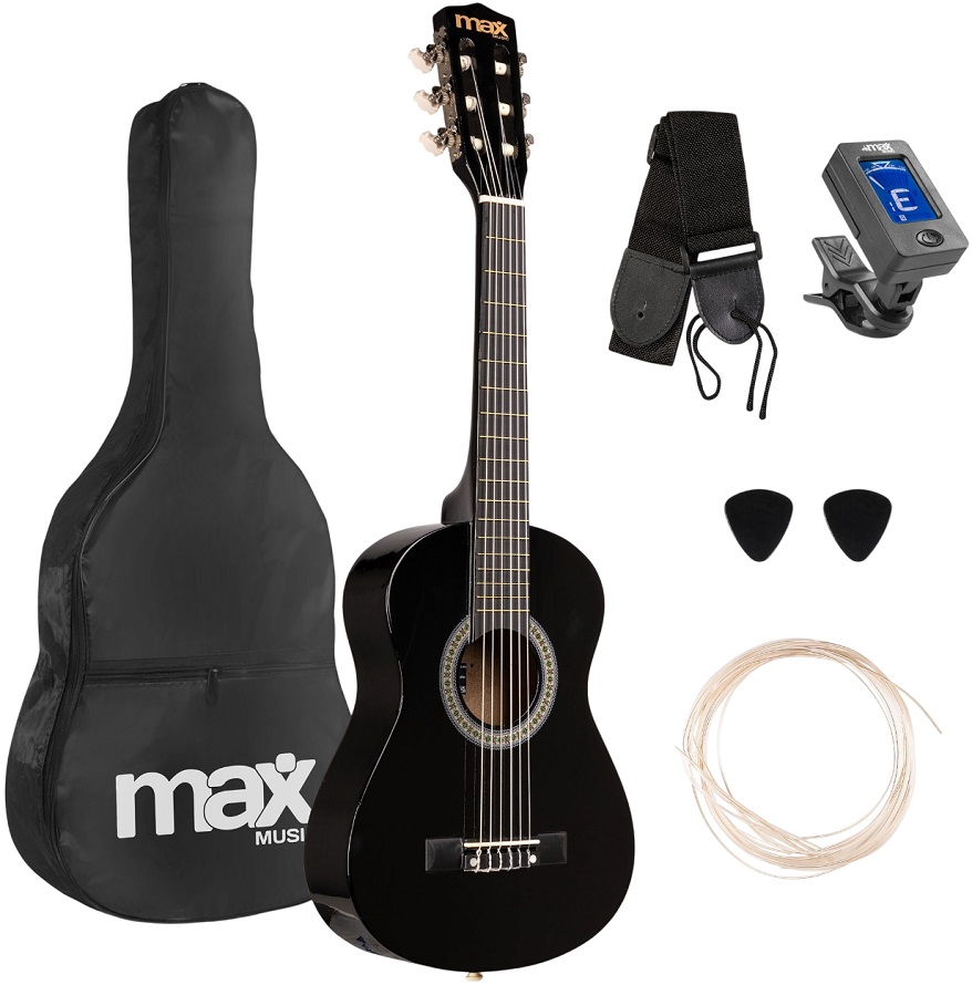 Pack SoloArt Guitarra Clássica Junior 1/4 + Acessórios (Preto) - MAX