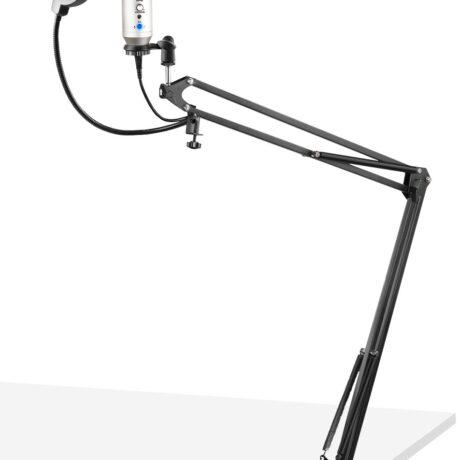 Microfone Condensador USB de Estúdio c/ Eco e Suporte Dobrável (CMS320S) Titânio - VONYX