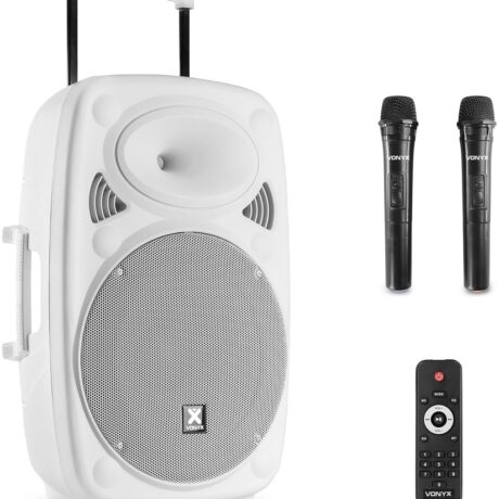 Coluna Amplificada Portátil 15 1000W MP3/USB/SD/FM/2xUHF/BLUETOOTH (VERVE46) Branco - VONYX