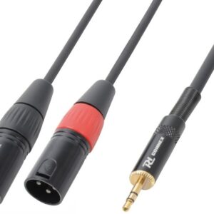 Cabo Jack 3,5mm Stereo Macho - 2x Canon XLR 3 Pinos Macho (3 mts) - Power Dynamics CONNEX