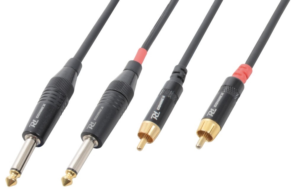 Cabo 2x Jack 6,3mm Macho Mono + 2 RCA Macho (1,5 mts) - POWER DYNAMICS CONNEX