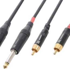 Cabo 2x Jack 6,3mm Macho Mono - 2 RCA Macho (3 mts) - POWER DYNAMICS CONNEX