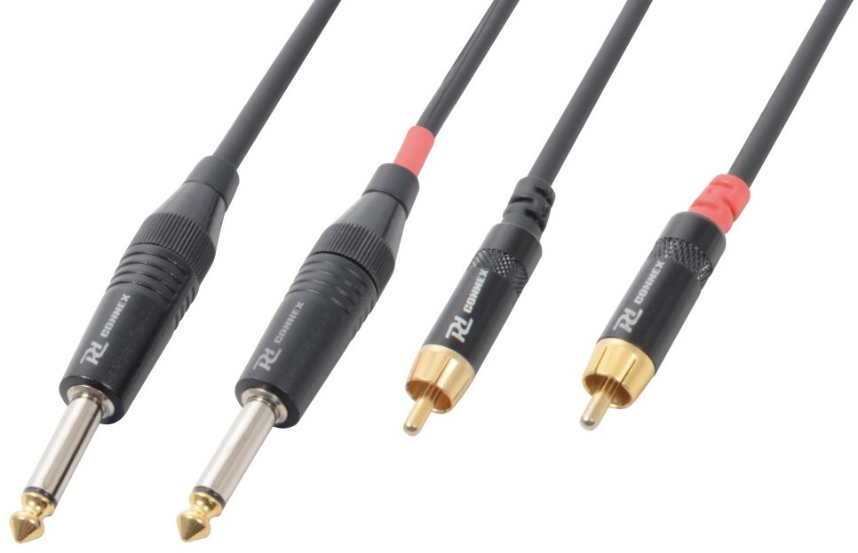 Cabo 2x Jack 6,3mm Macho Mono + 2 RCA Macho (6 mts) - POWER DYNAMICS CONNEX