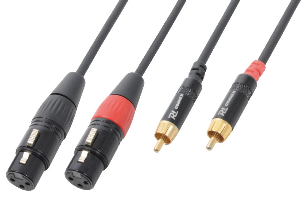 Cabo 2x Canon Fêmea - 2x RCA Macho (3 mts) - Power Dynamics CONNEX