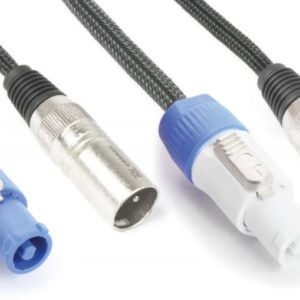 Cabo 2-EM-1 Canon Macho - Canon Femea c/ Alimentação Powercon (1,5 mts) - Power Dynamics Connex