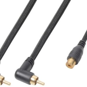 Cabo Adaptador 2 RCA Macho 90º - 1 RCA Femea (30cm) - Power Dynamics CONNEX