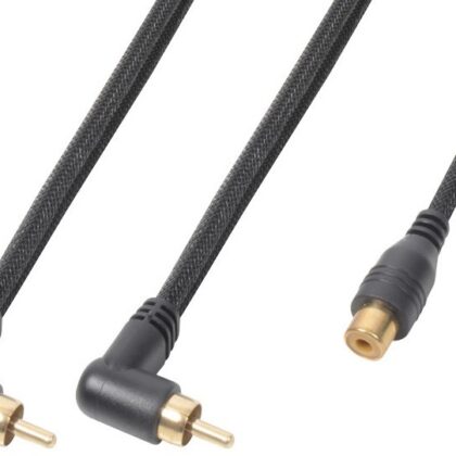 Cabo Adaptador 2 RCA Macho 90º - 1 RCA Femea (30cm) - Power Dynamics CONNEX