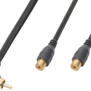 Cabo Adaptador 1 RCA Macho 90º - 2 RCA Femea (30cm) - Power Dynamics CONNEX