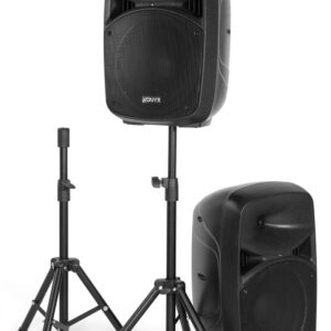 Pack 2x Colunas (Activa + Passiva) 10 600W MP3/USB/SD/Bluetooth c/ Trip?s + Mic + Cabos (VPS102A)