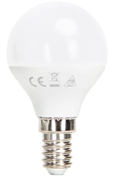 Lampada LED Opalina 220V E14 7W Branco F. 6000K 620Lm