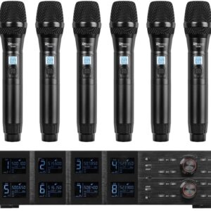 Central 8x Microfones de Mão UHF 100 Canais s/ Fios (PD528) - Power Dynamics