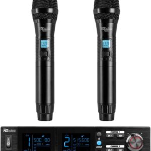 Central 2x Microfones de M?o UHF 100 Canais s/ Fios (PD522) - Power Dynamics