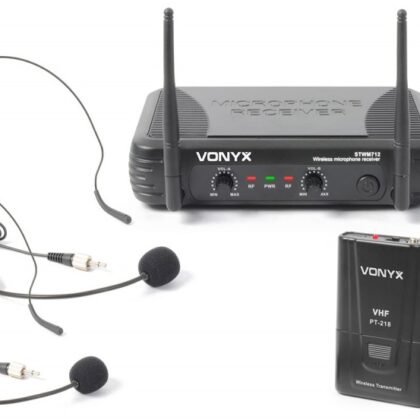 Central Microfone VHF s/ Fios c/ 2 Microfones Cabeça (STWM712H) - VONYX