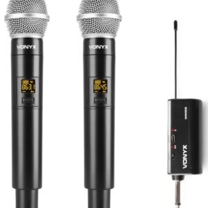 Sistema 2x Microfones Mão UHF 10 Canais s/ Fios (WM552) - VONYX