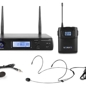 Central Microfone Cabeça/Lapela UHF 16 Canais s/ Fios (WM61B) - VONYX