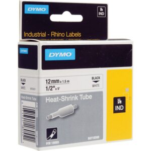Tubo Termo Retr?til Preto Sobre Branco (1,5 mts/1,2cm) - DYMO