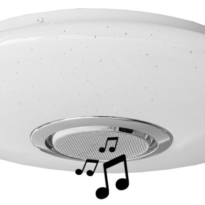 Candeeiro Plafon LED RGB 24W Dimável c/ Coluna Bluetooth Incorporada