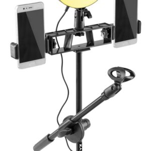 Suporte de Mesa p/ Microfone + 3 Smartphones c/ Luz LED 3 Modos (RL20) - VONYX