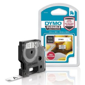 Fita Preto Sobre Branco (5,5 mts/1,2cm) - DYMO