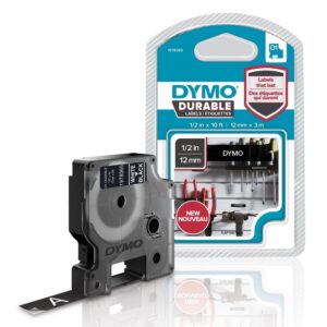 Fita Branco Sobre Preto (3 mts/1,2cm) - DYMO