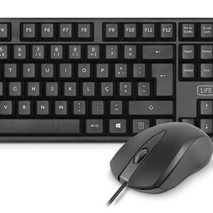 Kit USB Teclado PT + Rato Base (Preto) - 1LIFE