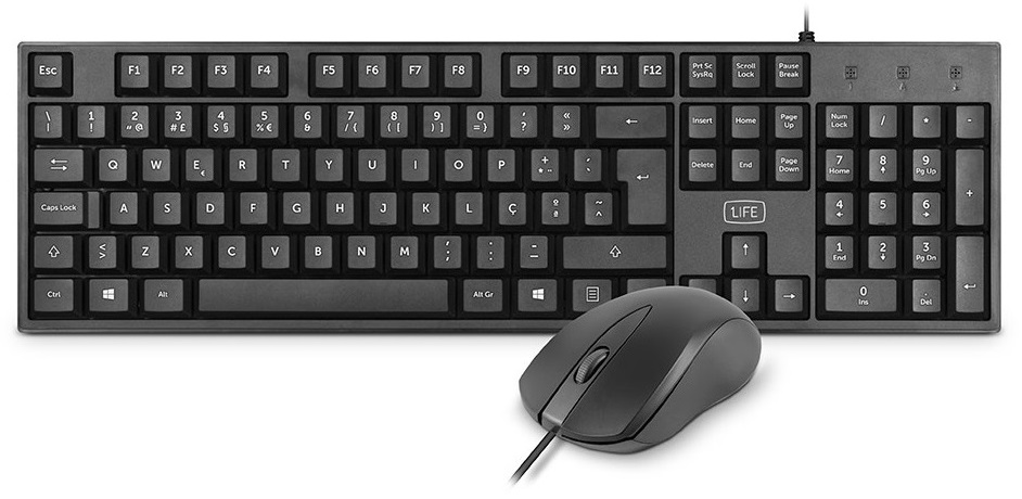 Kit USB Teclado PT + Rato Base (Preto) - 1LIFE