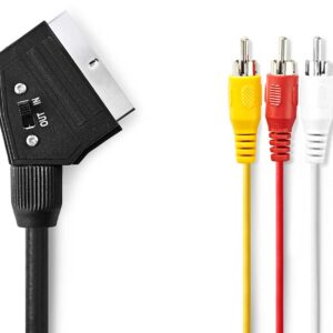 Cabo SCART 21 Pinos (IN-OUT) - 3 RCA Macho - 2 mts
