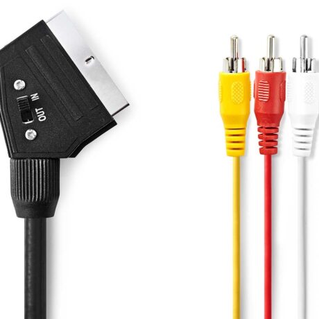 Cabo SCART 21 Pinos (IN-OUT) - 3 RCA Macho - 2 mts