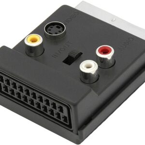Ficha Adaptadora SCART Macho - 3 RCA Femea + Mini DIN + SCART Femea